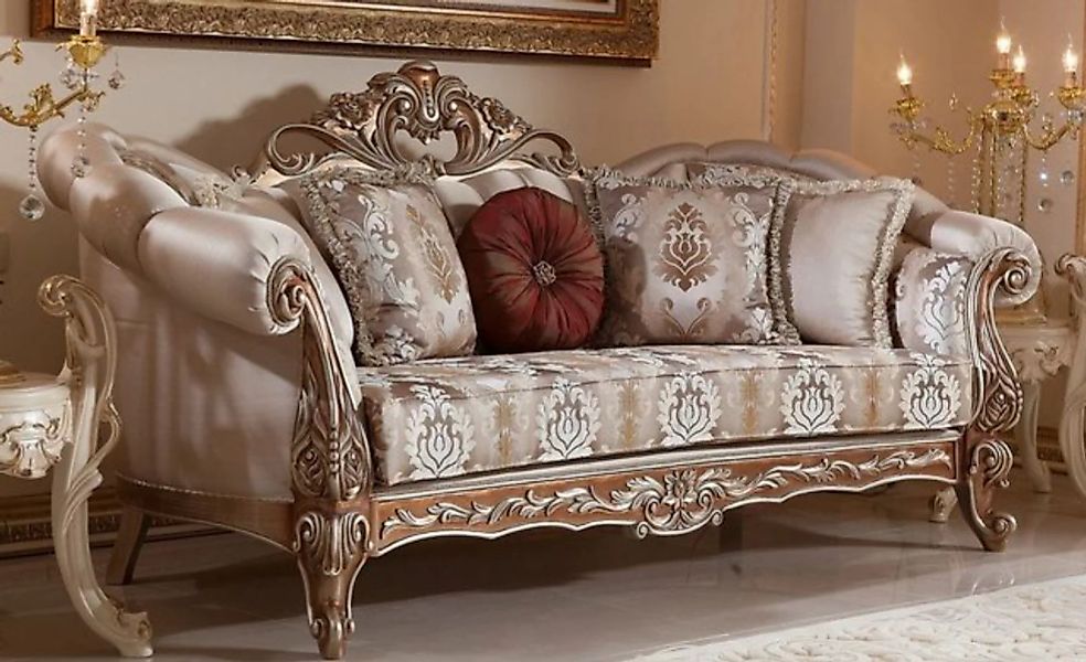 Casa Padrino Sofa Luxus Barock Sofa Grau / Kupfer / Silber - Prunkvolles Wo günstig online kaufen