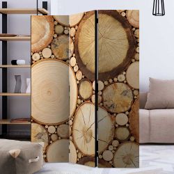 Paravent mit Baumscheiben Motiv Leinwand günstig online kaufen