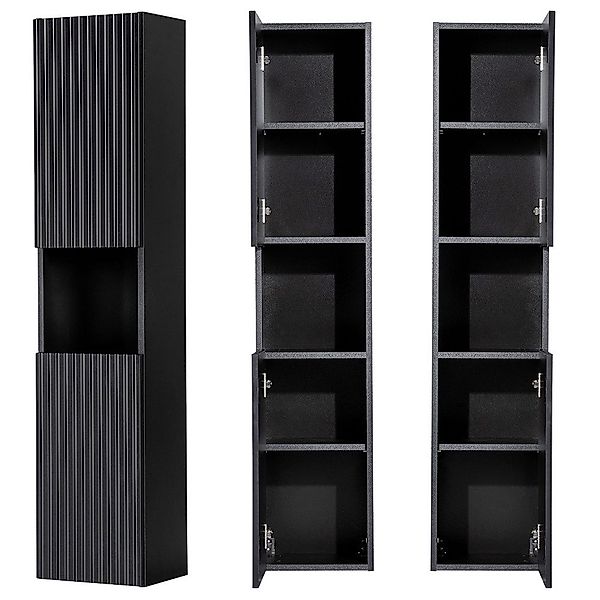 Lomadox Hochschrank NEWPORT-56-BLACK Badschrank 2-trg Regal günstig online kaufen