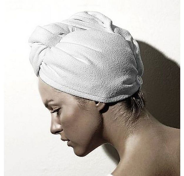 Macosa Home Turban-Handtuch Haarturban Mikrofaser Grau mit Knopfverschluss günstig online kaufen