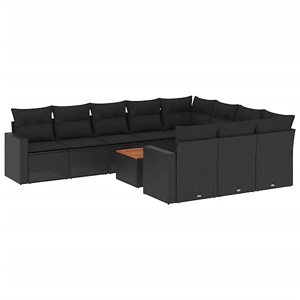 vidaXL 11-Tlg Garten-Sofagarnitur mit Kissen Schwarz Poly Rattan 3224298 günstig online kaufen