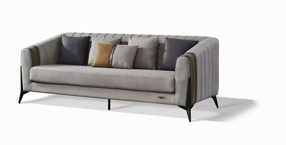 JVmoebel Sofa Graue Sofagarnitur 3+1+1 Sitzer Set Design Sofas Polster Couc günstig online kaufen