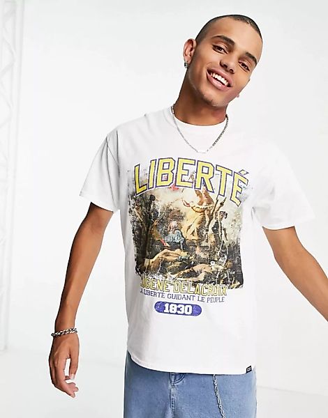 Vintage Supply – College-T-Shirt in Weiß mit „Liberté“-Grafik günstig online kaufen