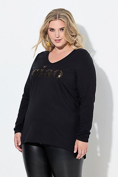 MIAMODA T-Shirt Langarmshirt A-Linie Pailletten Schriftzug ciao günstig online kaufen