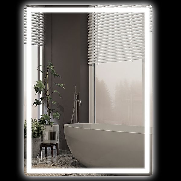 HOMCOM Dimmbarer Lichtspiegel Badezimmerspiegel 80x60cm mit Memory-Funktion günstig online kaufen