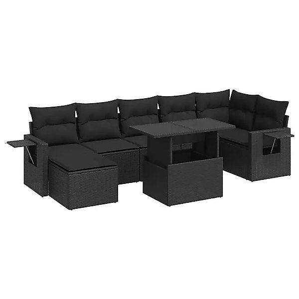 vidaXL 8-Tlg Garten-Sofagarnitur mit Kissen Schwarz Poly Rattan 3326516 günstig online kaufen