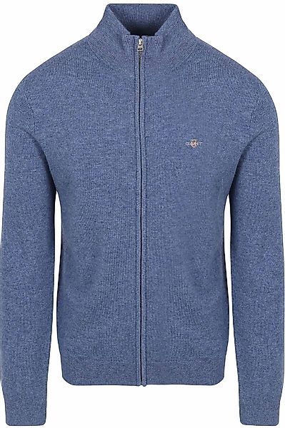 Gant Strickjacke Wool Blend Melange Blau - Größe 3XL günstig online kaufen