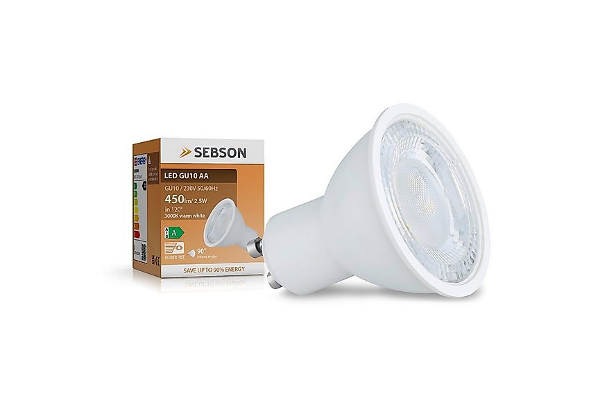 SEBSON LED-Leuchtmittel LED Lampe GU10 Energieeffizienz A warmweiß 2,5W 450 günstig online kaufen
