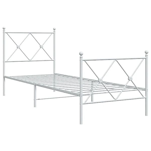 vidaXL Bettgestell mit Kopf- und Fußteil Metall Weiß 75x190 cm 376559 günstig online kaufen