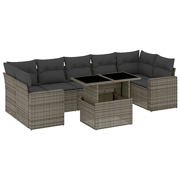 vidaXL 8-tlg Garten-Sofagarnitur mit Kissen Grau Poly Rattan Modell 154 günstig online kaufen