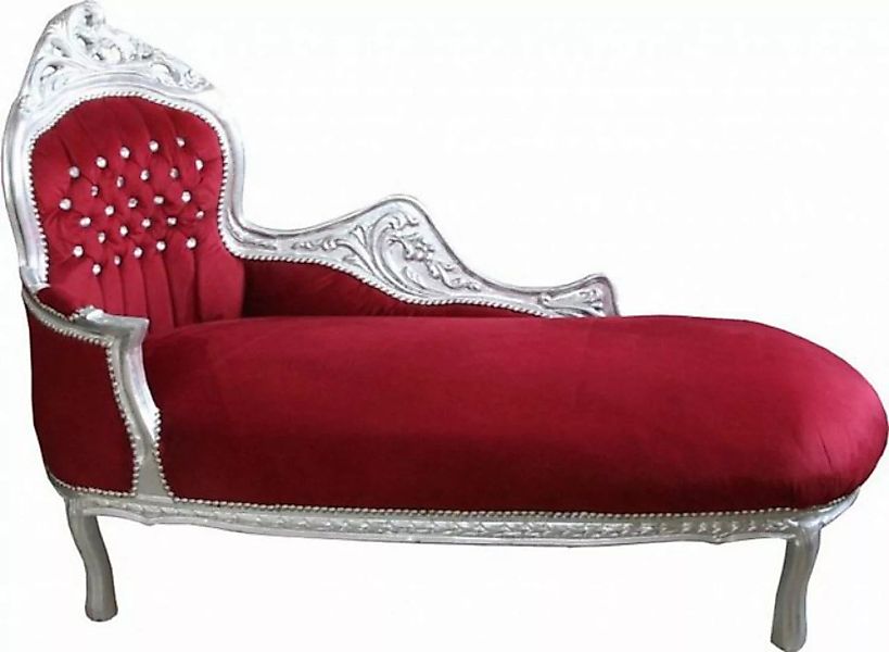Casa Padrino Chaiselongue Barock Chaiselongue "King" Bordeaux Rot /Silber m günstig online kaufen