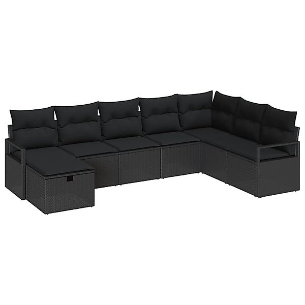vidaXL Garten-Sofa-Set 8-Tlg Schwarz Poly Rattan 3360564 günstig online kaufen