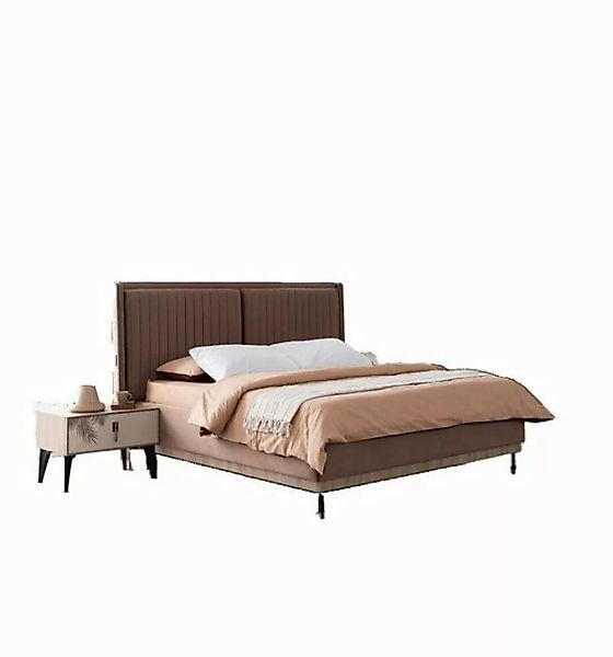 JVmoebel Bett Braunes Doppelbett Designer Schlafzimmer Möbel Polster Luxus günstig online kaufen