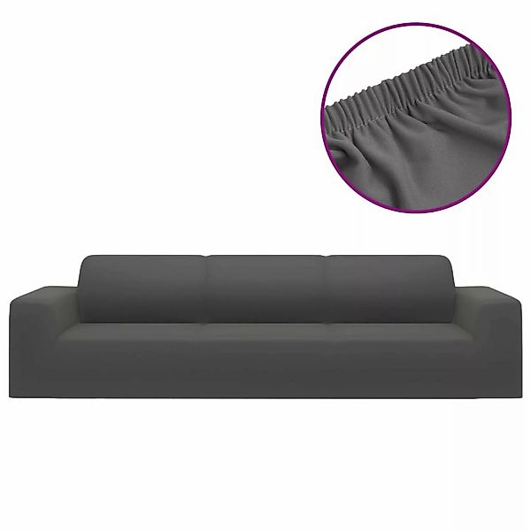 vidaXL Stretch Sofahusse 4-Sitzer Anthrazit Polyester-Jersey günstig online kaufen