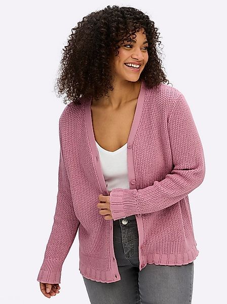 Sheego Strickjacke Strickjacke Langarm Ajour günstig online kaufen