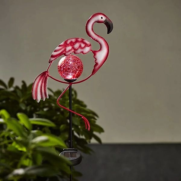 LED Solar Gartenstecker Flamingo H: 80cm pink günstig online kaufen
