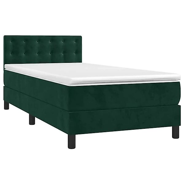 vidaXL Boxspringbett mit Matratze & LED Dunkelgrün 90x190 cm Samt 3134618 günstig online kaufen