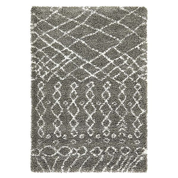 Hochflor Teppich mit Muster in Grau und Cremefarben Skandi Design günstig online kaufen