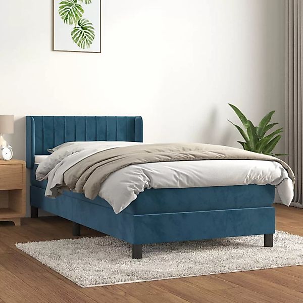 Vidaxl Boxspringbett Mit Matratze Dunkelblau 90x200 Cm Samt günstig online kaufen