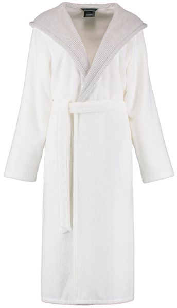 Cawö Damen Bademantel Kapuze 4345 - Farbe: weiß-silber - 607 - S günstig online kaufen