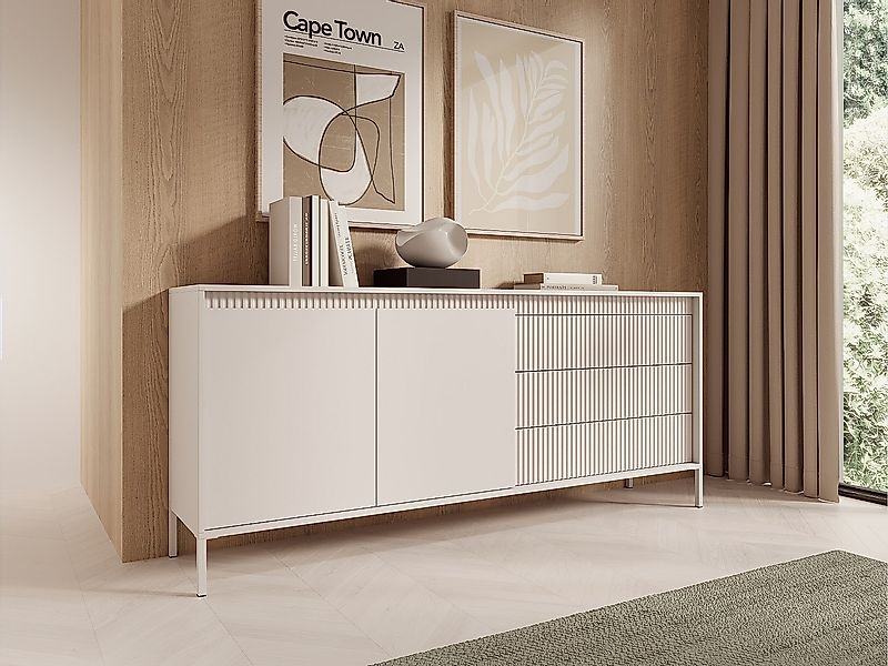 Sideboard mit 3 Schubladen & 2 Türen - MDF - Beige - NURSEMA günstig online kaufen