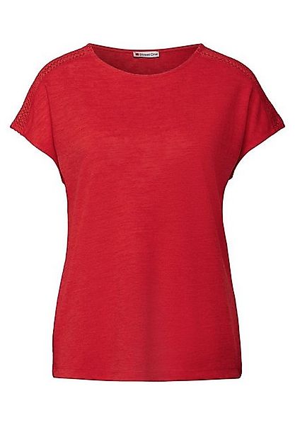 STREET ONE T-Shirt – Kurzarmshirt mit U-Boot-Ausschnitt und Spitzendetails günstig online kaufen