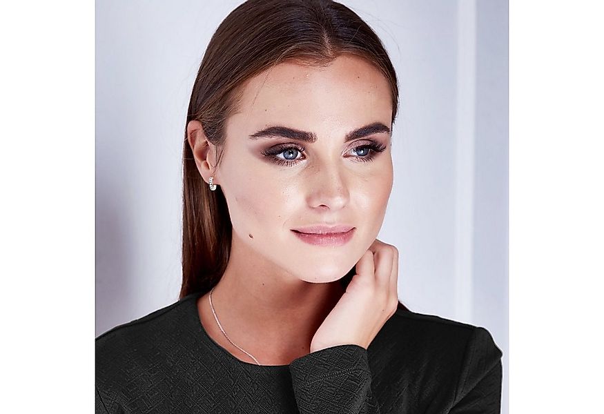 LÖB Paar Creolen Damen Ohrringe Creolen 925 Silber Zirkonia Strass Steine R günstig online kaufen