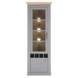 Wohnzimmer Vitrinenschrank im Landhausstil Lichtgrau günstig online kaufen