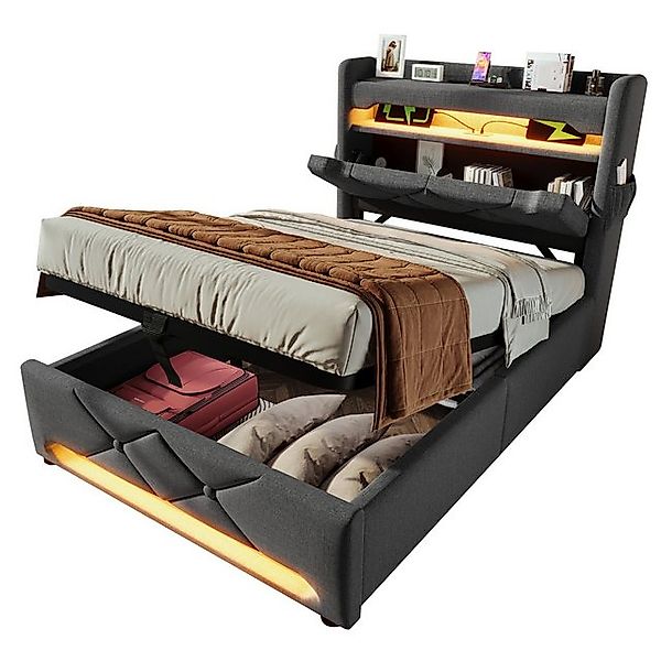 REDOM Polsterbett Modernes Bett mit Ladefunktion und Stauraum (Struraumbett günstig online kaufen