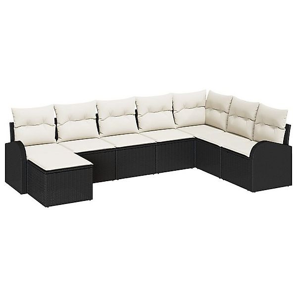 vidaXL Loungesofa 8-teiliges Garten Sofaset mit Kissen Schwarz Poly Rattan, günstig online kaufen