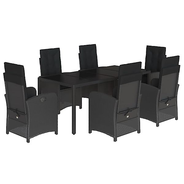 vidaXL 7-Tlg Garten-Essgruppe mit Kissen Schwarz Poly Rattan 3212209 günstig online kaufen