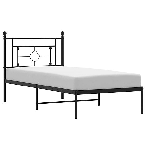 vidaXL Bettgestell, Bettrahmen mit Kopfteil Metall Schwarz 100x190 cm günstig online kaufen