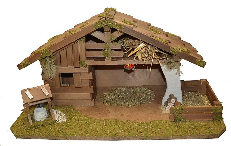 Alfred Kolbe Krippe Krippenstall mit Trafo, mit Laterne, Brunnen, Holz, 9 c günstig online kaufen