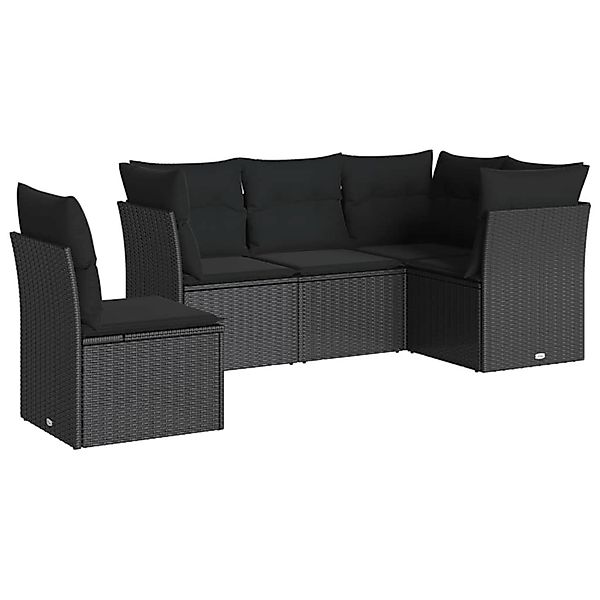 vidaXL 5-tlg Garten-Sofagarnitur mit Kissen Schwarz Poly Rattan Modell 58 günstig online kaufen