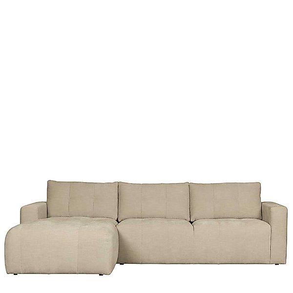 Beige Stoff Ecksofa mit drei Sitzplätzen Armlehnen günstig online kaufen