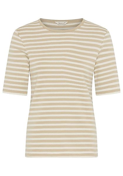 Gant T-Shirt SLIM STRIPED 1X1 RIBBED KA T-SHIRT mit dezentem Logoschriftzug günstig online kaufen