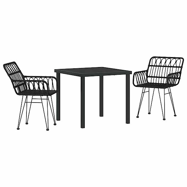 vidaXL Garten Essgruppe 3-Tlg Schwarz Poly Rattan 3379184 günstig online kaufen