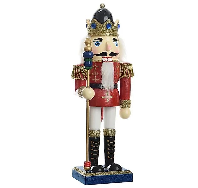 Nussknacker Figur Weihnachten mit Krone & Stab Nußknacker Husar Holz 25cm günstig online kaufen
