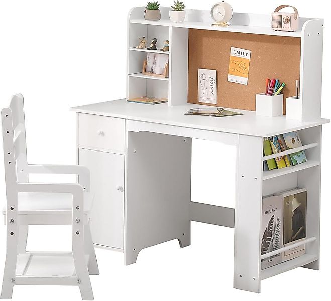 GarveeMore Kinderschreibtisch aus Holz mit Bücherregal,Schreibtisch- und St günstig online kaufen