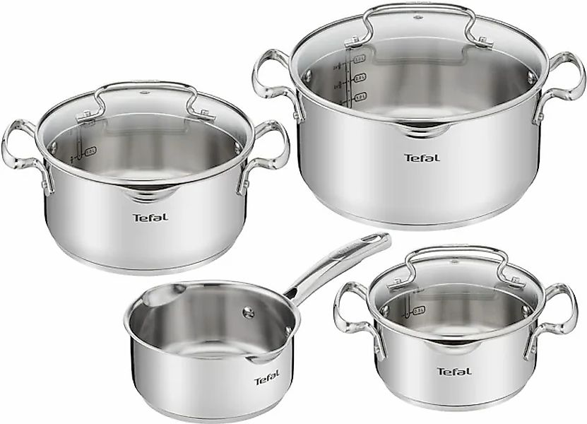 Tefal Topf-Set »Duetto+ G719S7« Edelstahl 18/10 Set, Kochtopf mit Glasdecke günstig online kaufen