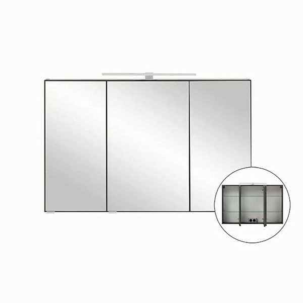 3D-Spiegelschrank Badezimmer 100 cm breit VIDAGO-03 in graphit mit LED Bele günstig online kaufen