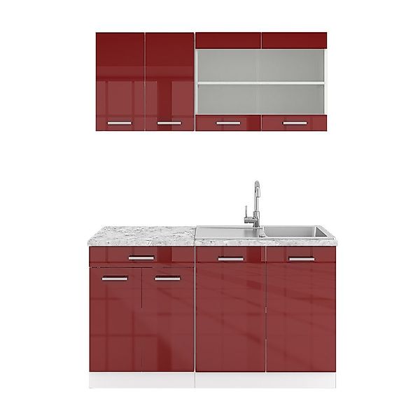 Vicco Küchenzeile R-Line, Bordeaux Hochglanz/Weiß, 140 günstig online kaufen