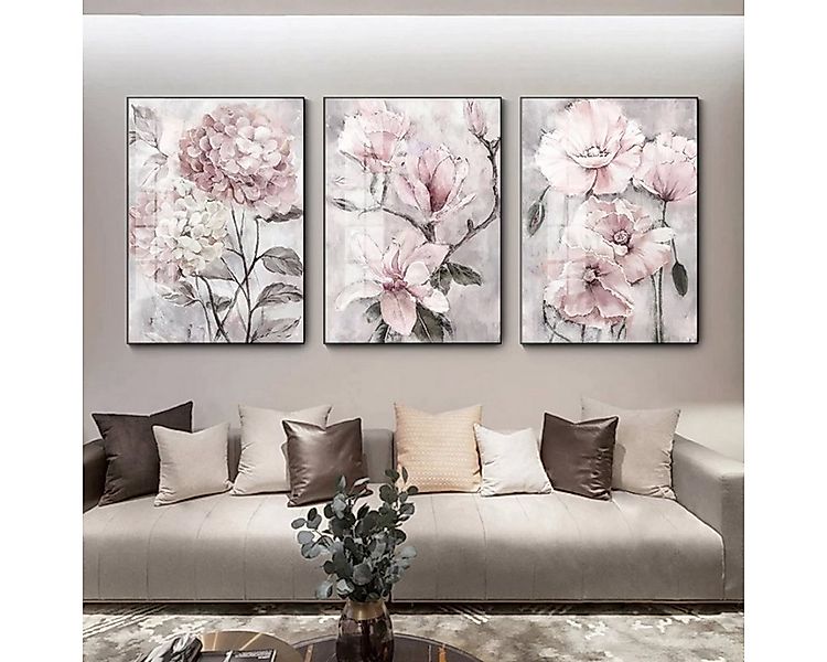 TPFLiving Kunstdruck (OHNE RAHMEN) Poster - Leinwand - Wandbild, Rosa Blume günstig online kaufen