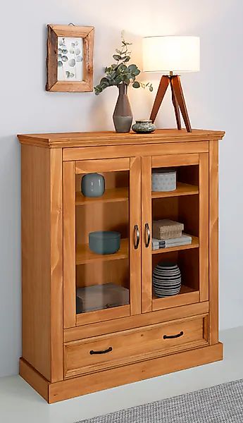 OTTO home Vitrine "Selma Highboard" aus massivem Kiefernholz, mit Griffen a günstig online kaufen