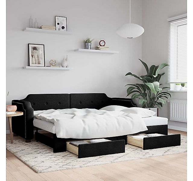 vidaXL Bett, Tagesbett Ausziehbar mit Schubladen Schwarz 80x200 cm Stoff günstig online kaufen