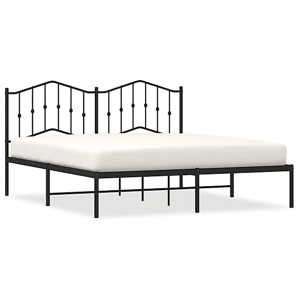 vidaXL Bettgestell, Bettrahmen mit Kopfteil Metall Schwarz 180x200 cm günstig online kaufen