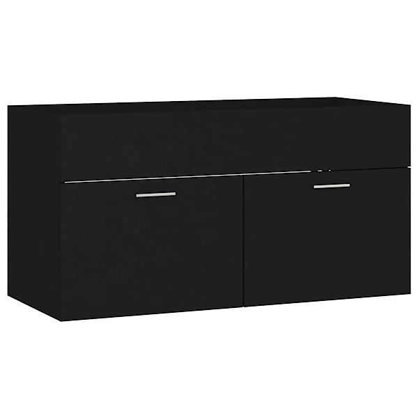 vidaXL Badezimmer-Set Waschbeckenunterschrank Schwarz 90x38,5x46 cm günstig online kaufen