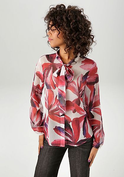 Aniston CASUAL Schluppenbluse, mit großflächigen, grafischen Blättern bedru günstig online kaufen