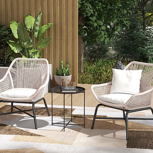 Outsunny Beistelltisch klappbar Gartentisch Ø46 x 50 cm Rund wetterfest Bal günstig online kaufen