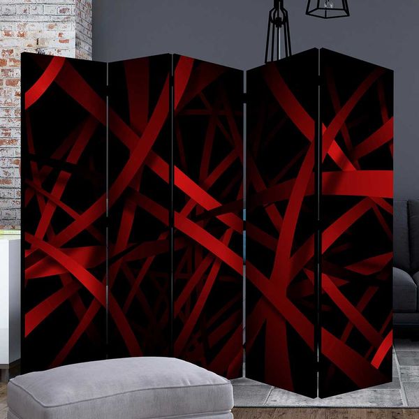 Spanischer Raumteiler in Schwarz und Rot abstraktem Muster günstig online kaufen